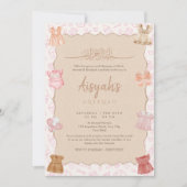 Soft Blush Pink Baby Clothes Girl Aqeeqah 招待状 (正面)
