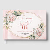Soft Blush Pink Bohemian Floral Sweet Sixteen 16th ゲストブック (正面)