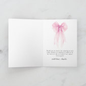 Soft Blush Pink Bow Baby Girl Thank You サンキューカード (内部)