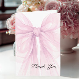 Soft Blush Pink Bow Baby Girl Thank You サンキューカード
