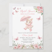 Soft Blush Pink Floral April Baby Shower 招待状 (正面)