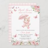 Soft Blush Pink Floral April Baby Shower  招待状 (正面/裏面)