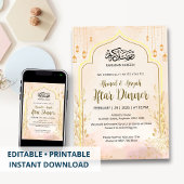 Soft Blush Pink Floral Ramadan Iftar Dinner 招待状