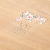 Soft Blush Pink Floral Wedding  アクリル招待状 (レイダウン)