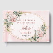 Soft Blush Pink Flowers Eucalyptus Baby Guest Book ゲストブック (正面)