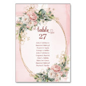 Soft Blush Pink Flowers Gold Glitter Table Number テーブルナンバー (裏面)