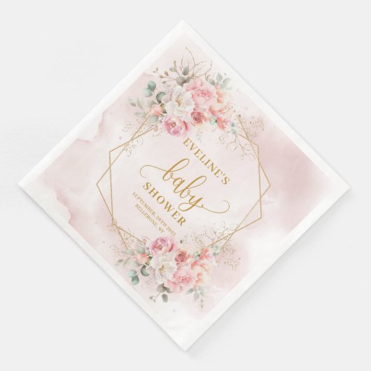 Soft blush pink sage baby shower cocktail paper (コーナー)