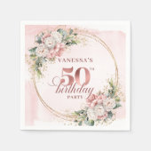 Soft Blush Rose Gold 50th Birthday Cocktail Napkin スタンダードカクテルナプキン (正面)