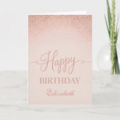 Soft Blush Rose Gold Elegant Birthday カード (正面)