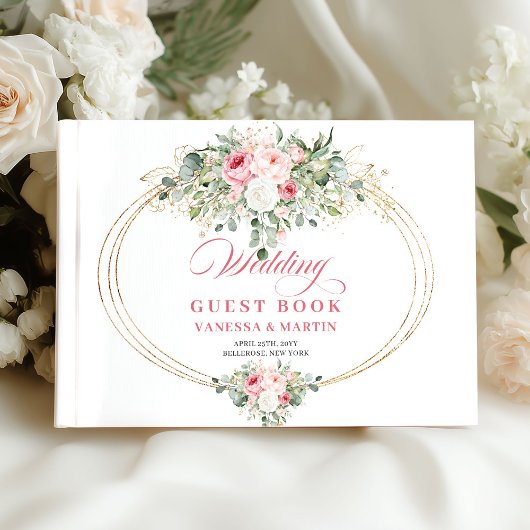 Soft blush roses gold greenery boho chic wedding   ゲストブック