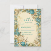 Soft Blush Seashell Floral Wedding 出欠カード (正面)