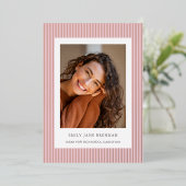 Soft Blush Stripes Graduation Announcement 箔招待状 (立ち正面)