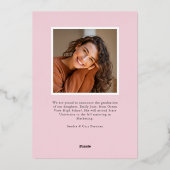Soft Blush Stripes Graduation Announcement 箔招待状 (裏面)
