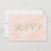 Soft Blush Watercolor Sage Green RSVP (正面)