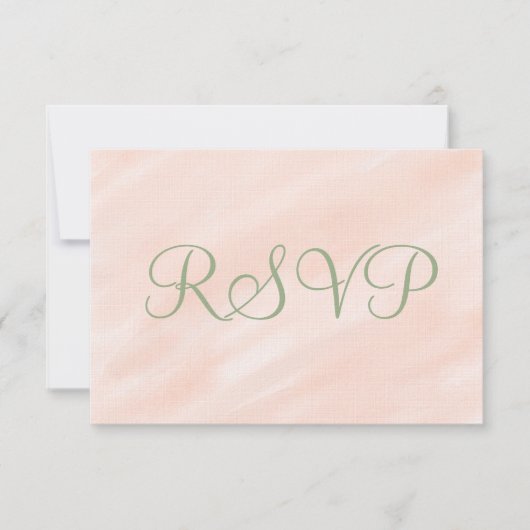 Soft Blush Watercolor Sage Green RSVP (正面)