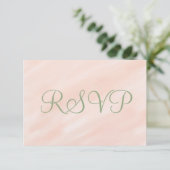Soft Blush Watercolor Sage Green RSVP (スタンド正面)