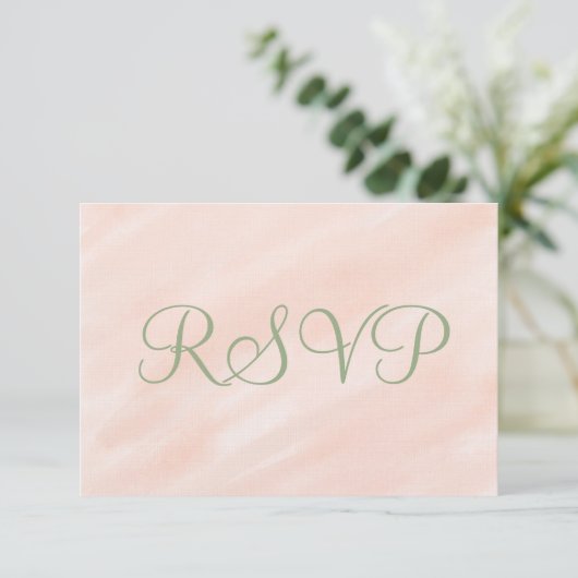 Soft Blush Watercolor Sage Green RSVP (スタンド正面)
