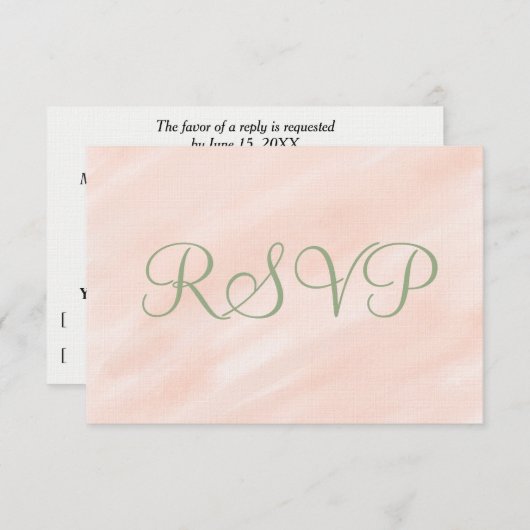 Soft Blush Watercolor Sage Green RSVP (正面/裏面)