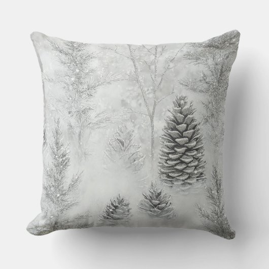 Soft Blush Winter Wonderland Pillow クッション (正面)