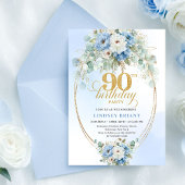 Soft Bohemian Blue Peonies Birthday Invite 招待状