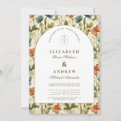 Soft Botanical Arch Garden Wedding 招待状 (正面)