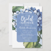 Soft Botanical Blue Hydrangea Bridal Shower 招待状 (正面)