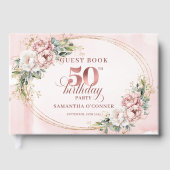 Soft Botanical Blush 50th Birthday Guest Book ゲストブック (正面)