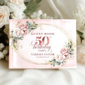 Soft Botanical Blush 50th Birthday Guest Book ゲストブック