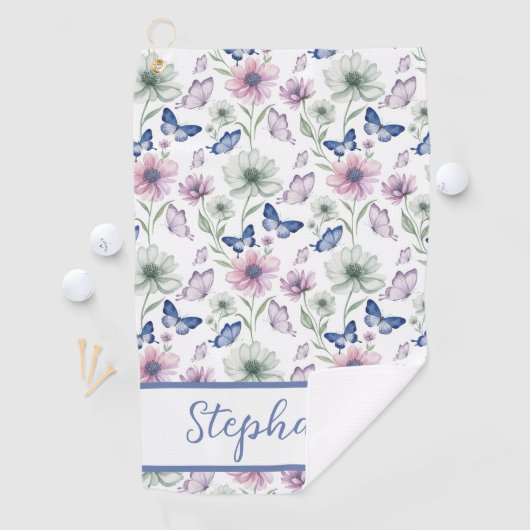 Soft Botanical Butterfly Golf Towel – Personalized ゴルフタオル (インサイチュ)