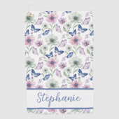 Soft Botanical Butterfly Golf Towel – Personalized ゴルフタオル (正面)