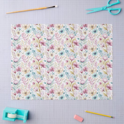 Soft Botanical Easter Flower Design 薄葉紙 (クラフト)