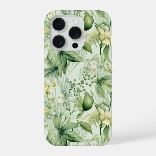 Soft Botanical Green Floral Serenity Phone Case iPhoneケース (裏面)