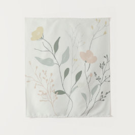 Soft Botanical – Minimal Pastel Wildflower タペストリー