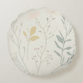 Soft Botanical Pillow – Minimal Pastel Floral ラウンドクッション (裏面)
