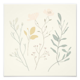 Soft Botanical Poster – Minimal Pastel Floral フォトプリント