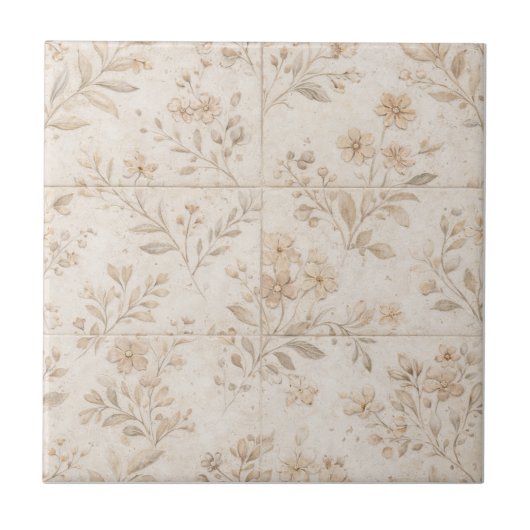 Soft Botanical Seamless Timeless Ceramic Tile タイル (正面)