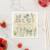 Soft Botanical Vintaqe Wildflower 80th Birthday スタンダードカクテルナプキン (インサイチュ)