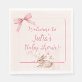 Soft Bunny Welcome Design with Pastel Ribbon  スタンダードランチョンナプキン