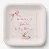Soft Bunny Welcome Design with Pastel Ribbon  ペーパープレート (正面)