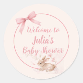 Soft Bunny Welcome Design with Pastel Ribbon  ラウンドシール