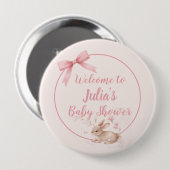 Soft Bunny Welcome Design with Pastel Ribbon  缶バッジ (正面&裏面)