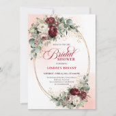 Soft Burgundy White Florals Bridal Shower Invite 招待状 (正面)