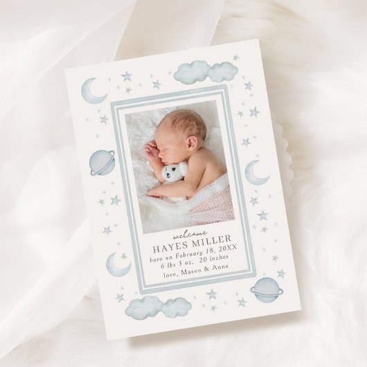 Soft Celestial Birth Announcement 招待状