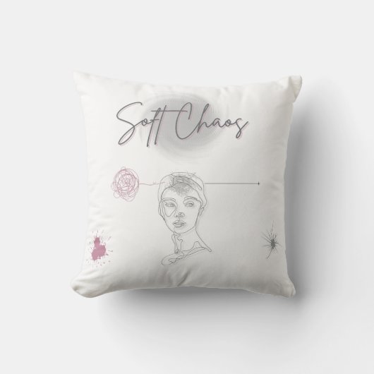 Soft Chaos - Artistic Line Face Pillow  クッション (正面)