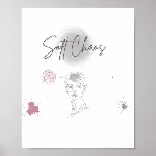 Soft Chaos _Minimal Line Art Poster ポスター (正面)