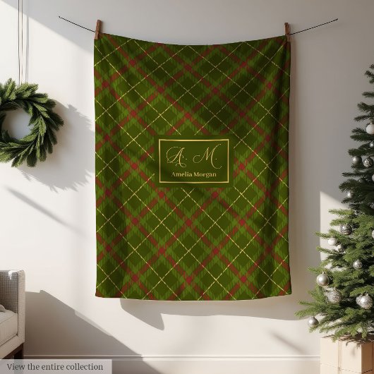 Soft Checkered Blanket Custom Name Fall Keepsake フリースブランケット