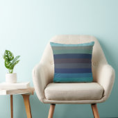 Soft Coastal Blues & Taupe Horizontal Stripes クッション (椅子)
