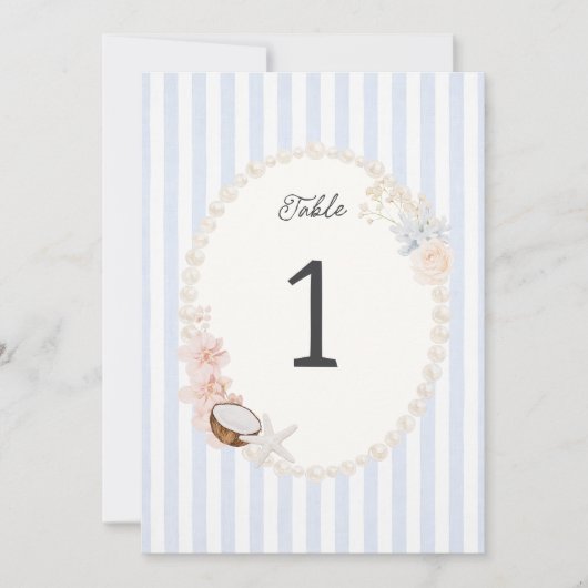 Soft Coastal Bridal Shower Table Number (正面)