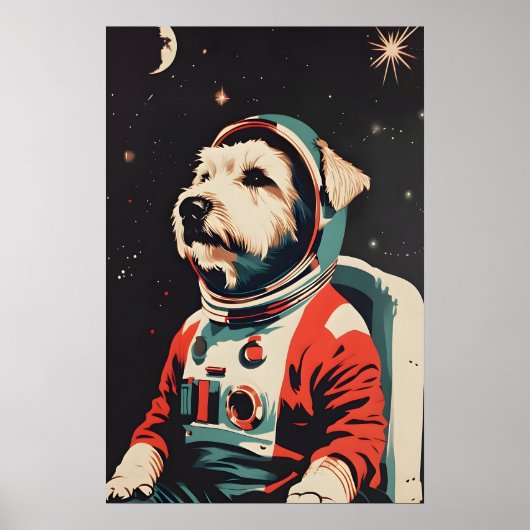 Soft Coated Wheaten Terrier Astronaut Poster ポスター (正面)
