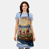 Soft Coated Wheaten Terrier Christmas Boat Holiday エプロン (着用した状態)